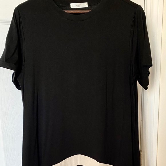 UCHUU Designer WOMEN'S DRESS BLACK with beige white details Size 14-Uchuu size4 - Picture 2 of 5